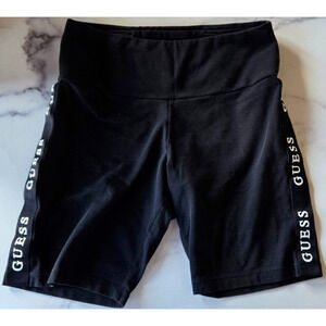 Guess Womens Aline Bike Shorts Medium Eco Black Logo Tape Graphic Active Cycling